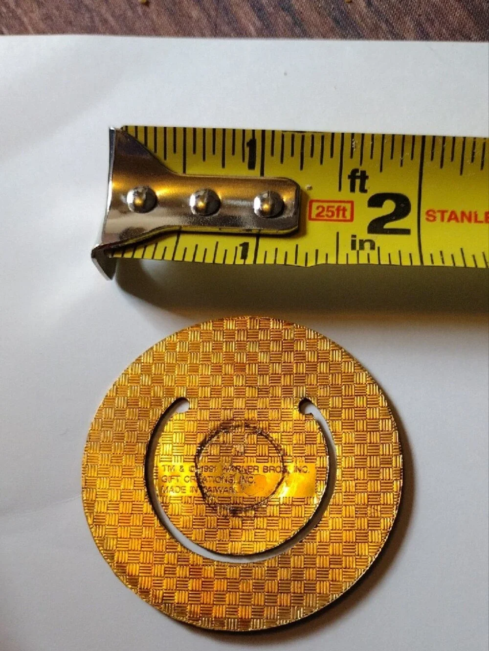 Warner Bros. Bugs Bunny Green and Gold Metal And Enamel Bookmark Vintage